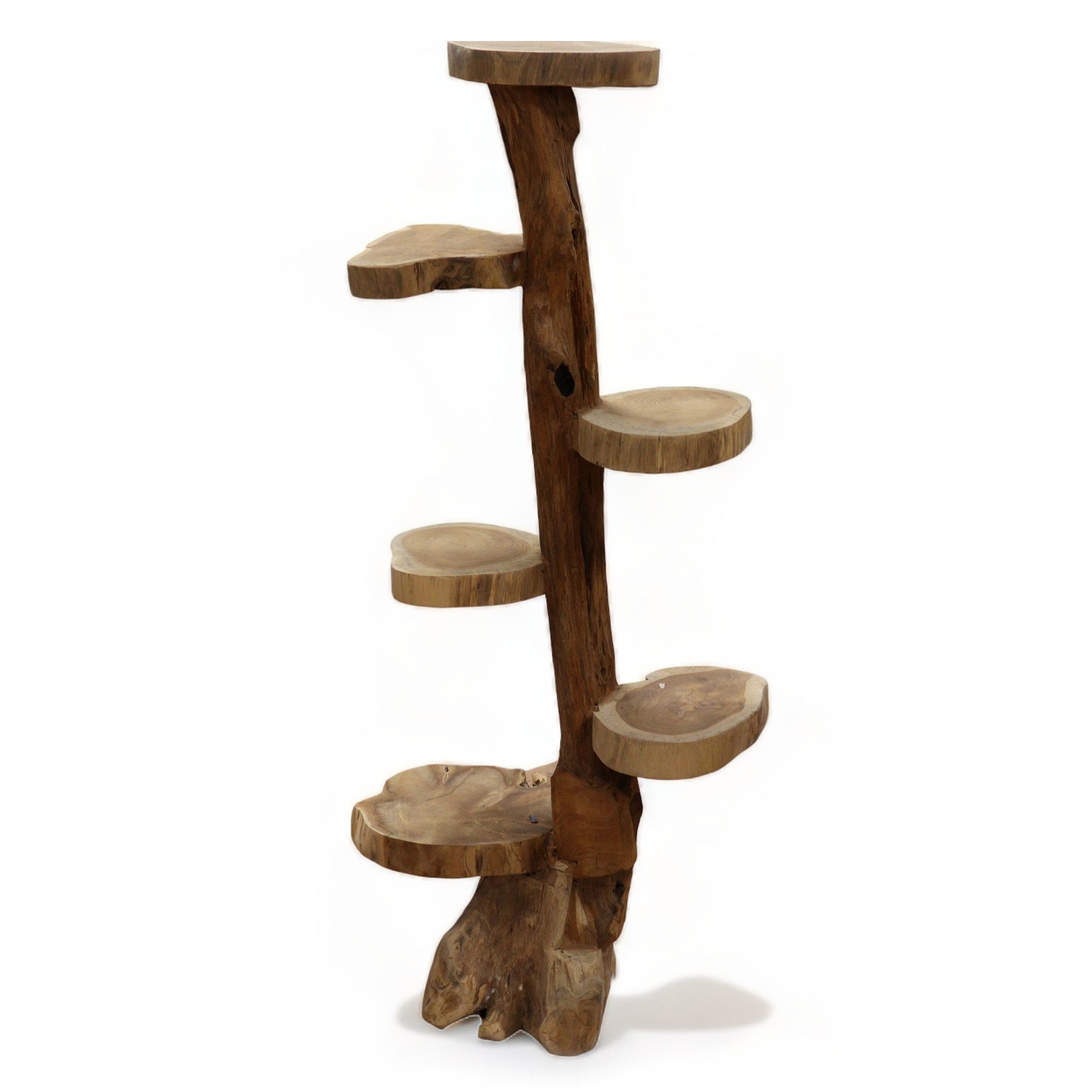 Bali-Homedecor Regal Natürliches Teakholz-Display mit 6 Полкиn, 120 cm hoch