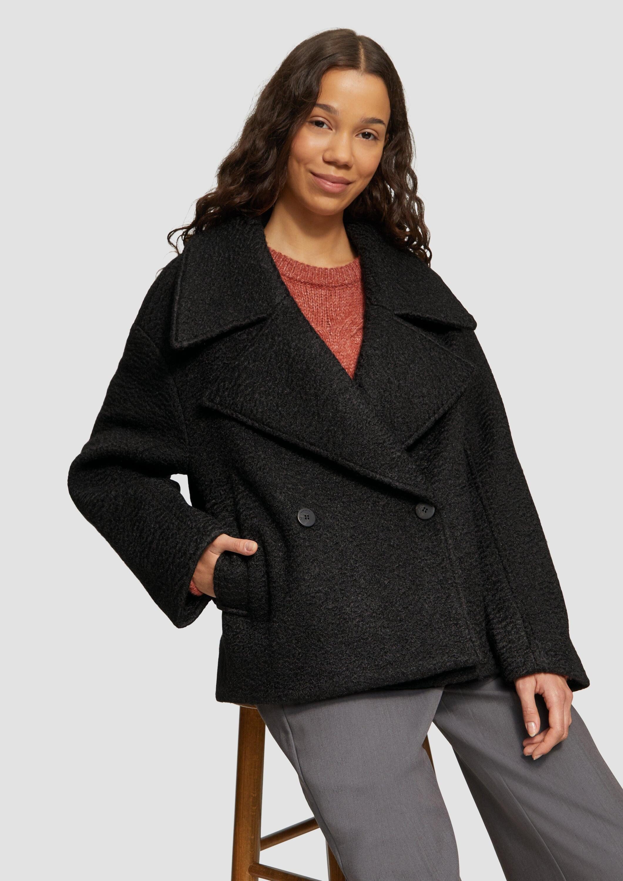 QS Funktionsjacke Outdoor-Jacke Oversized Cabanjacke aus Bouclé – Bild 4 von 5