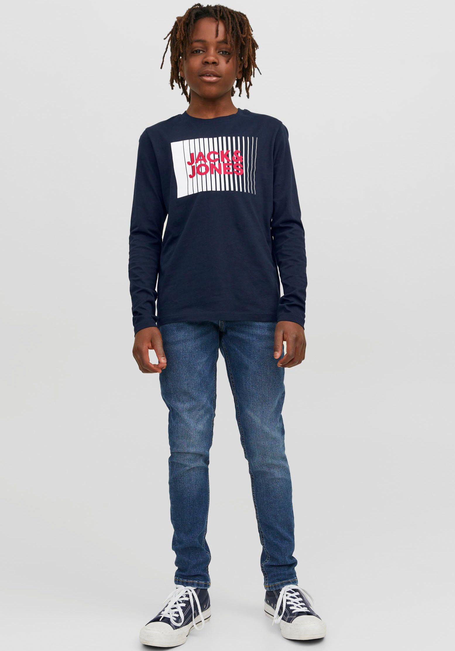 Jack & Jones Junior Langarmshirt JJECORP stylisch, bequem, atmungsaktiv, pflegeleicht bedruckt, casual, regular fit, Rundhals