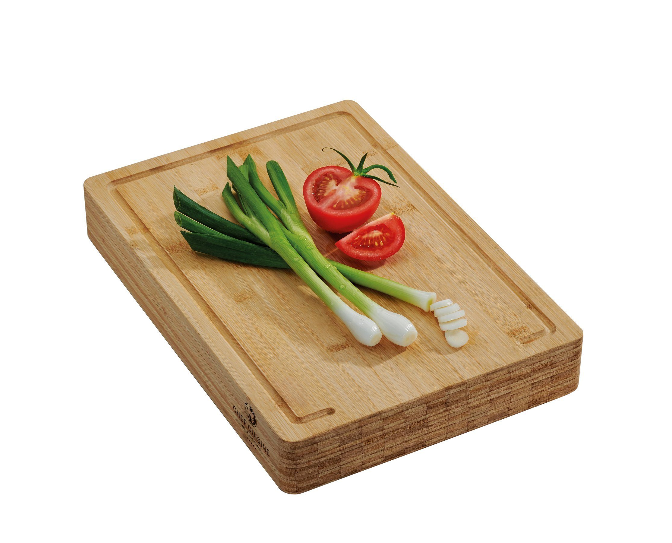 CHEF CUISINE International Schneidebrett XXL, Bambus, (1-St), Silikonfüße, Saftrinne