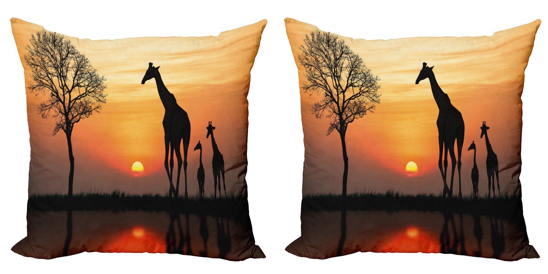 Abakuhaus Kissenbezüge Modern Accent Doppelseitiger Digitaldruck, (2 Stück), Afrika Giraffe im wilden Wald