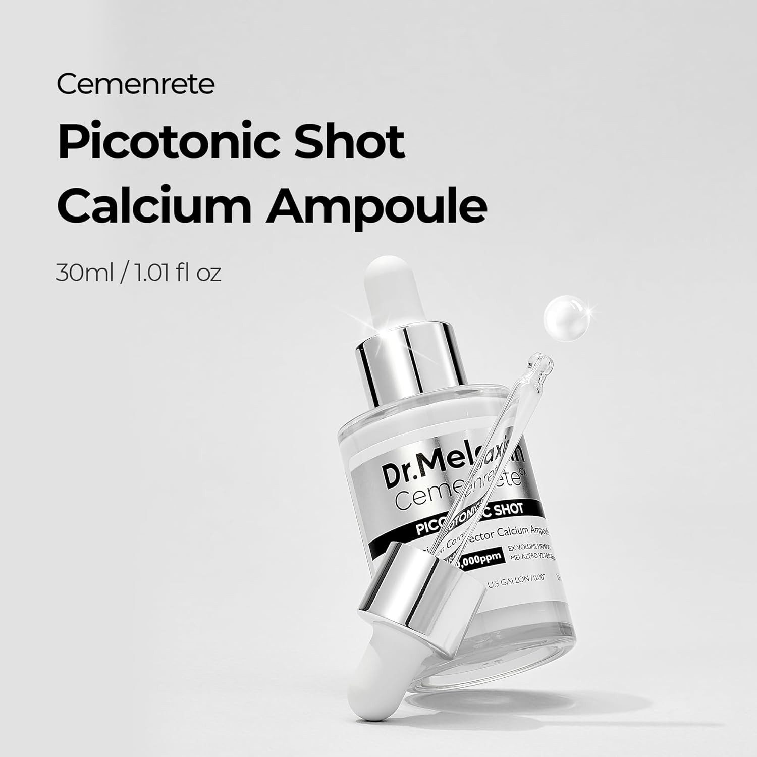 Dr.Melaxin Gesichtsserum Cemenrete Picotonic Shot Pigmentation Corrector Calcium Ampoule 30 ml leichte Pflege mit Alpha-Arbutin, Niacinamid, Kollagen &, Elastin zur Unterstützung eines ebenmäßigen Hauttons
