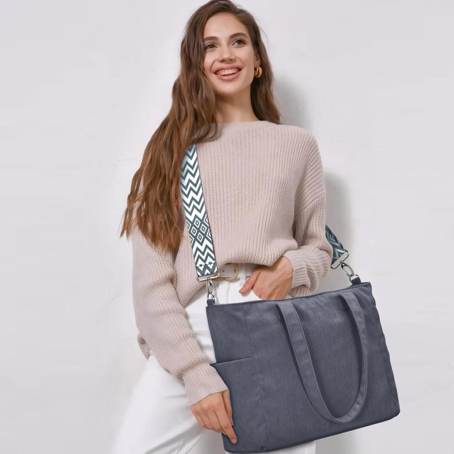 LuxusKollektion Shopper Cord Tote Bag Damen Umhängetasche Schultertasche Cr günstig online kaufen