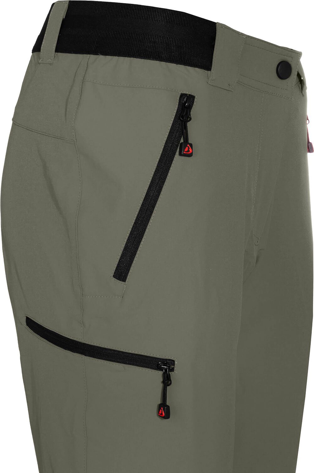 Bergson Zip-off-Hose VIDAA COMFORT Zipp-Off grau/grün Wanderhose, Damen leicht, strapazierfähig, Kurzgrößen