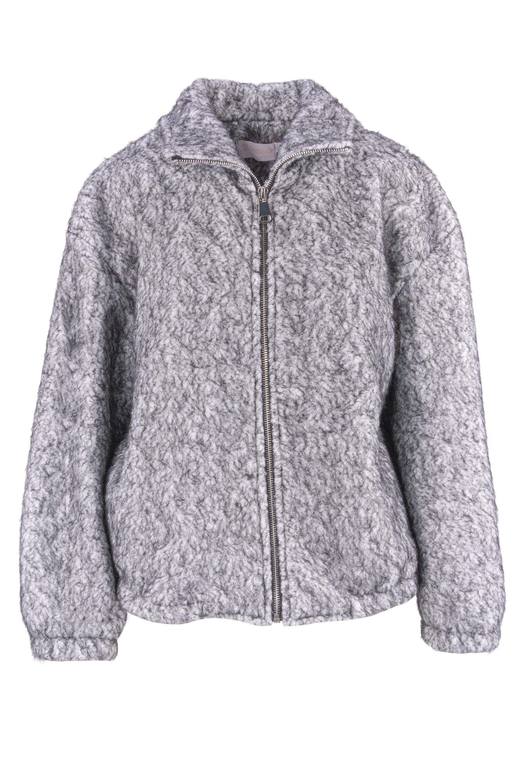 Seasons of April Wolljacke HAZEL (1-St) Kuschelige Damen Jacke in Woll Optik mit Reißverschluss