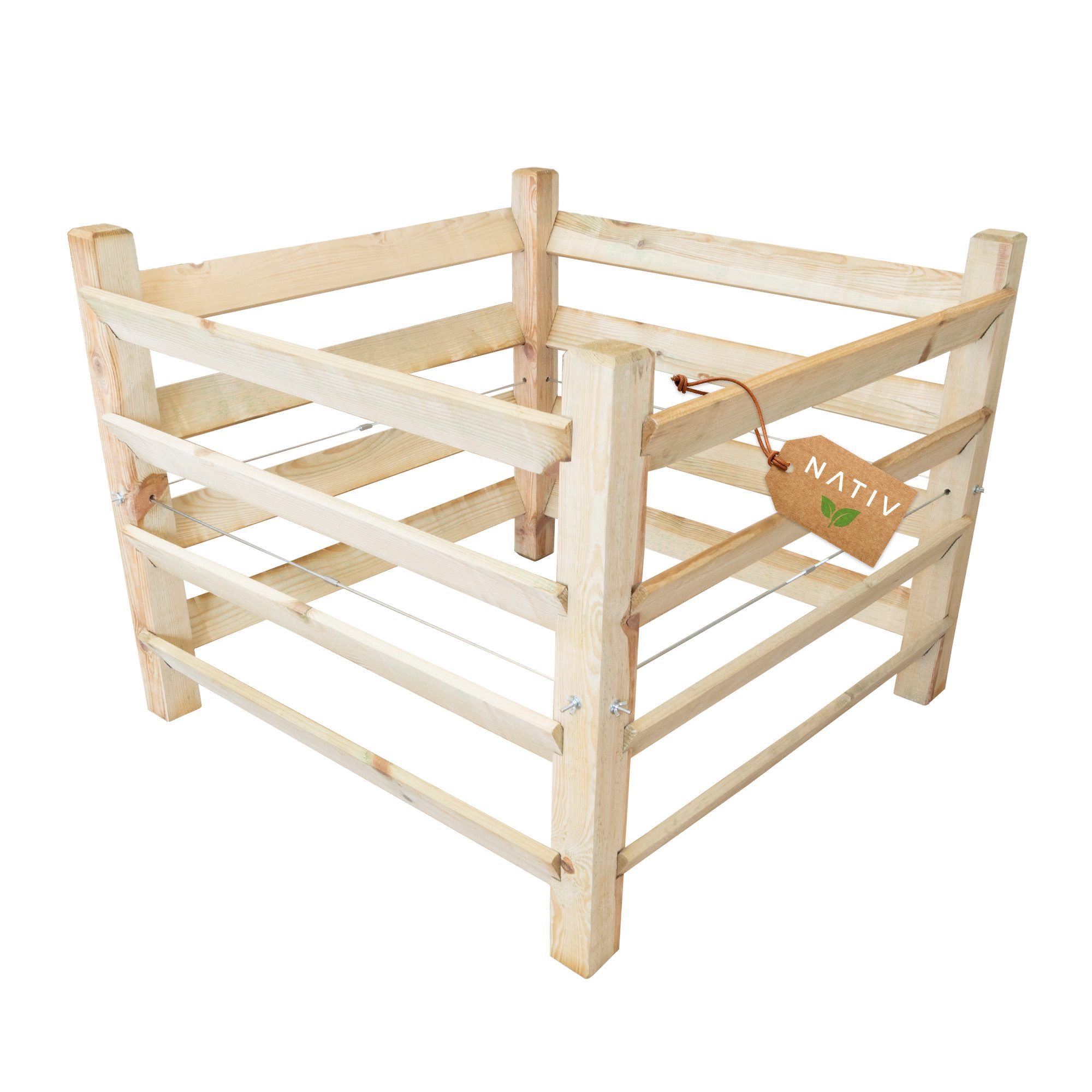 NATIV Komposter Holzkomposter 100x100x80 cm, Komposter mit Stecksystem, BxTxH: 100x100x80 cm, 570 l, mit Stecksystem