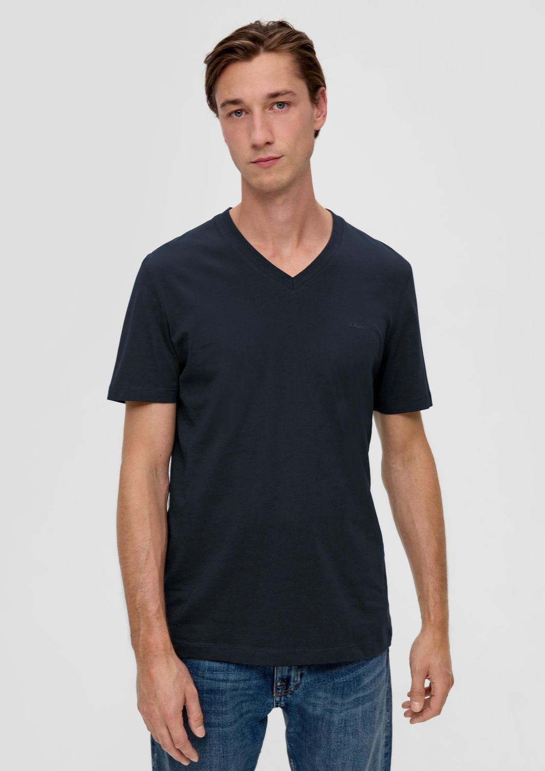 s.Oliver T-Shirt T-Shirt V-Ausschnitt, kurzarm, Baumwolle, einfarbig