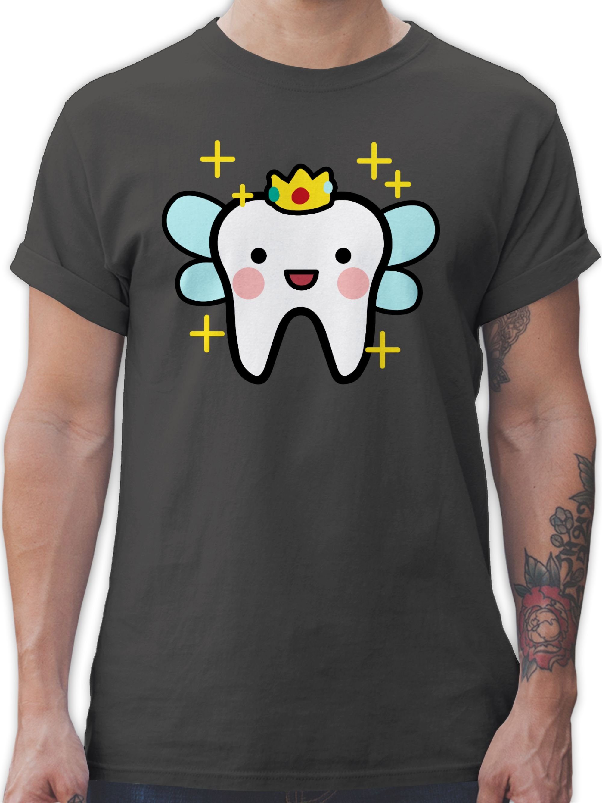 Shirtracer T-Shirt Zahnfee mit Krone - Zahnarzt Zahn-Fee Geschenk Zahnarzthelferin Zahnme Karneval Outfit 3 Dunkelgrau