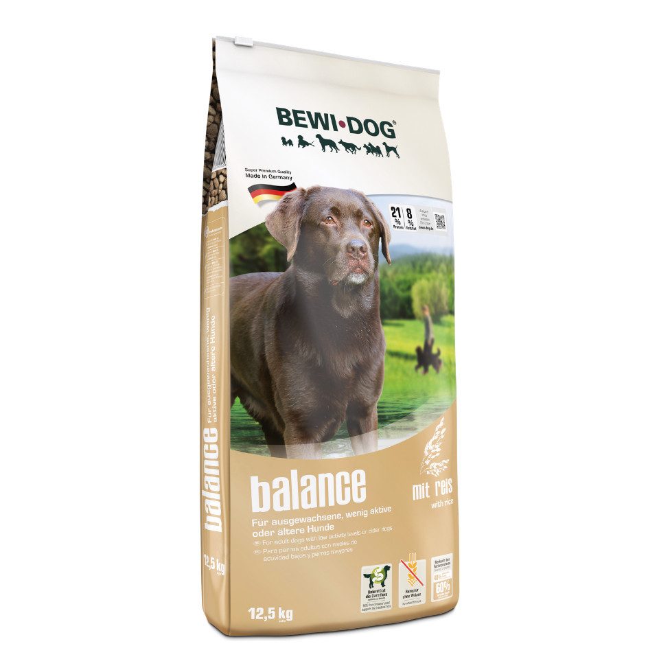 Bewi Dog Balance mit Reis - Trockenfutter für ältere oder wenig aktive Hunde 12,5kg, Trockenfutter für: Hunde