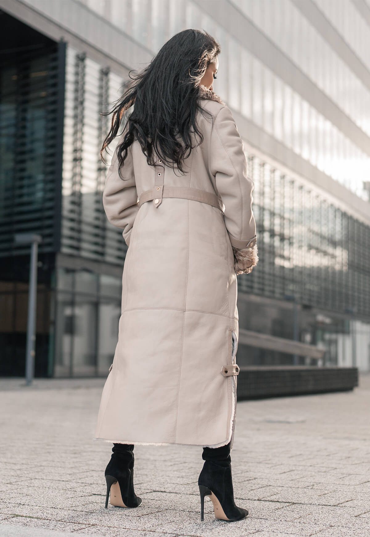 Hollert Wintermantel Lammfellmantel Florence Beige