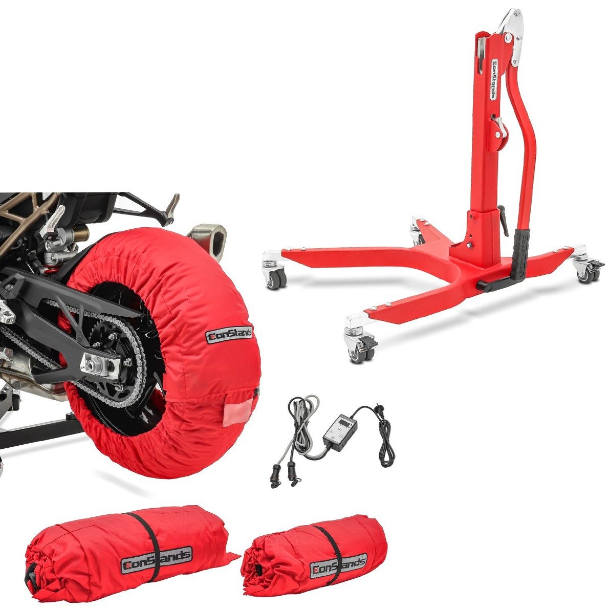 ConStands Motorradheber Set Reifenwärmer + Zentralständer S21
