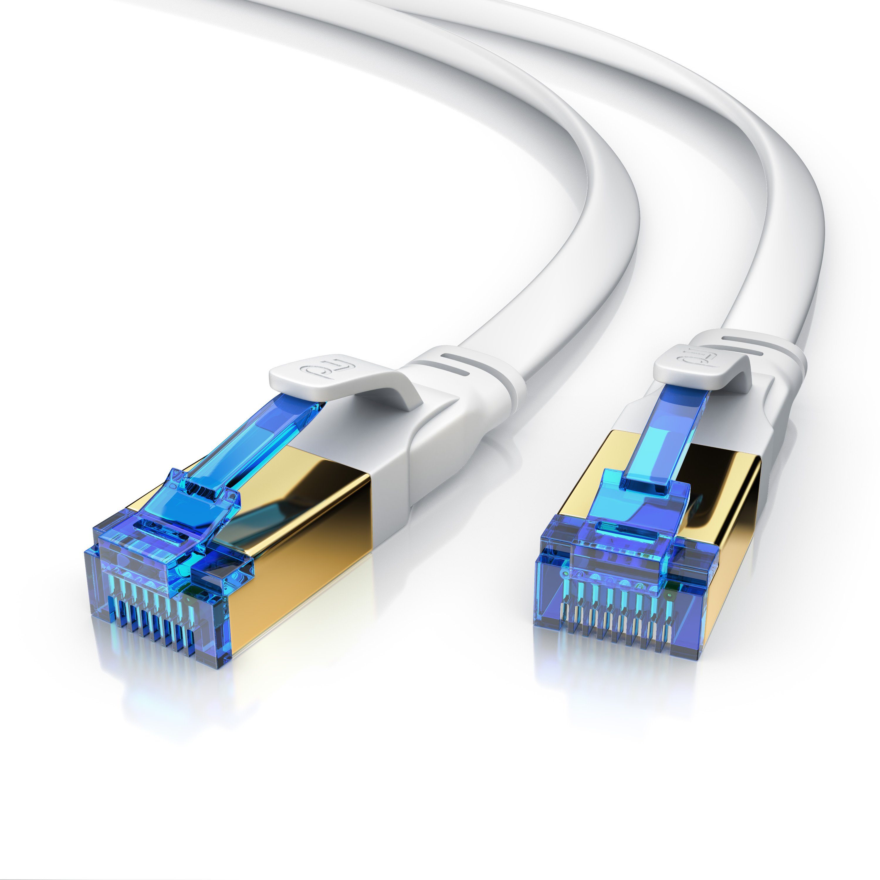 Primewire Patchkabel flach CAT 8, Gigabit Flachband Netzwerkkabel 40 Gbit/s 10m LAN-Kabel, CAT.8, RJ-45 (Ethernet) (1000 cm), für Router, Modem, Switch, PC, ideal für Gaming, Streaming, Homeoffice