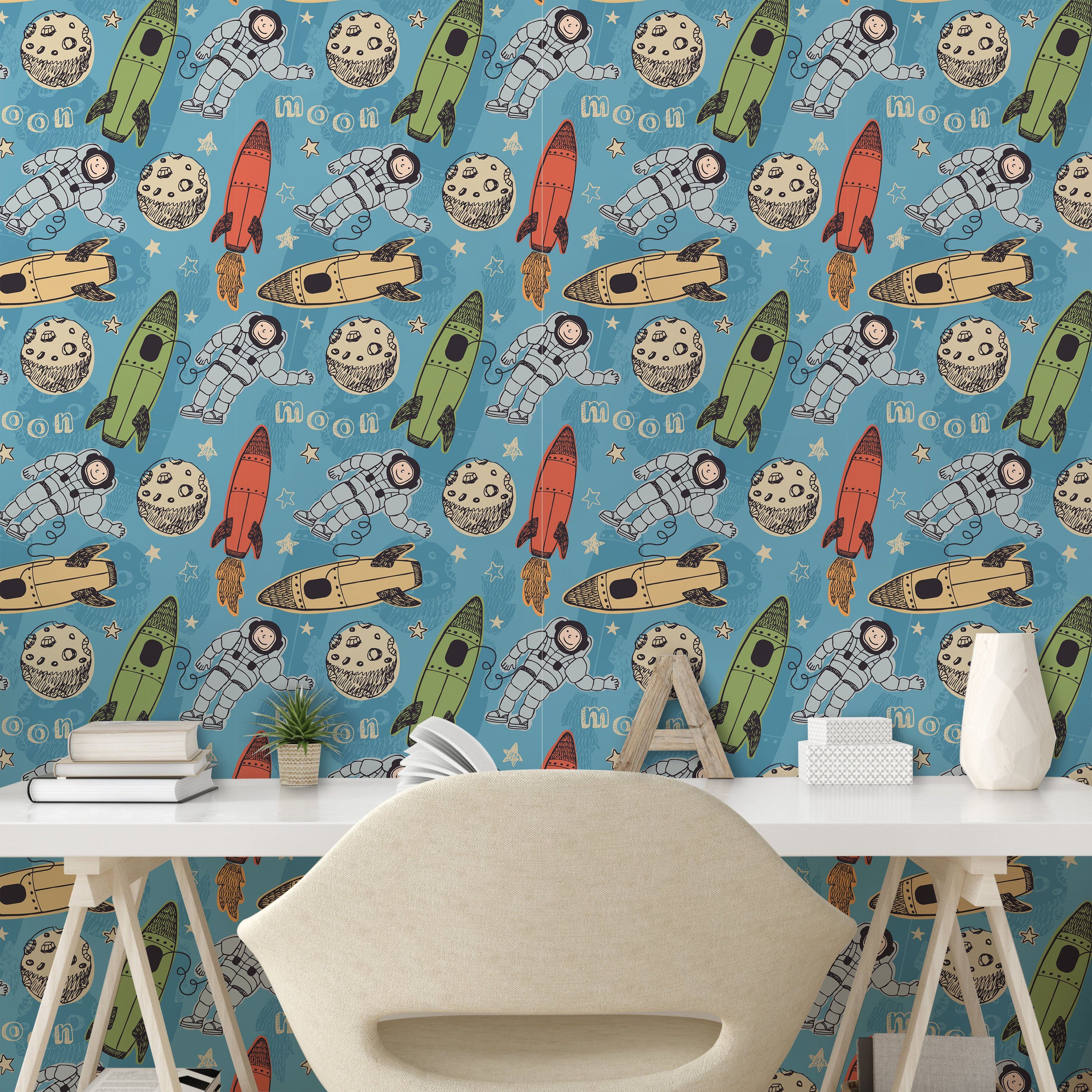 Wohnzimmer selbstklebendes Küchenakzent, mit Rockets Platz Abakuhaus Vinyltapete Astronauts