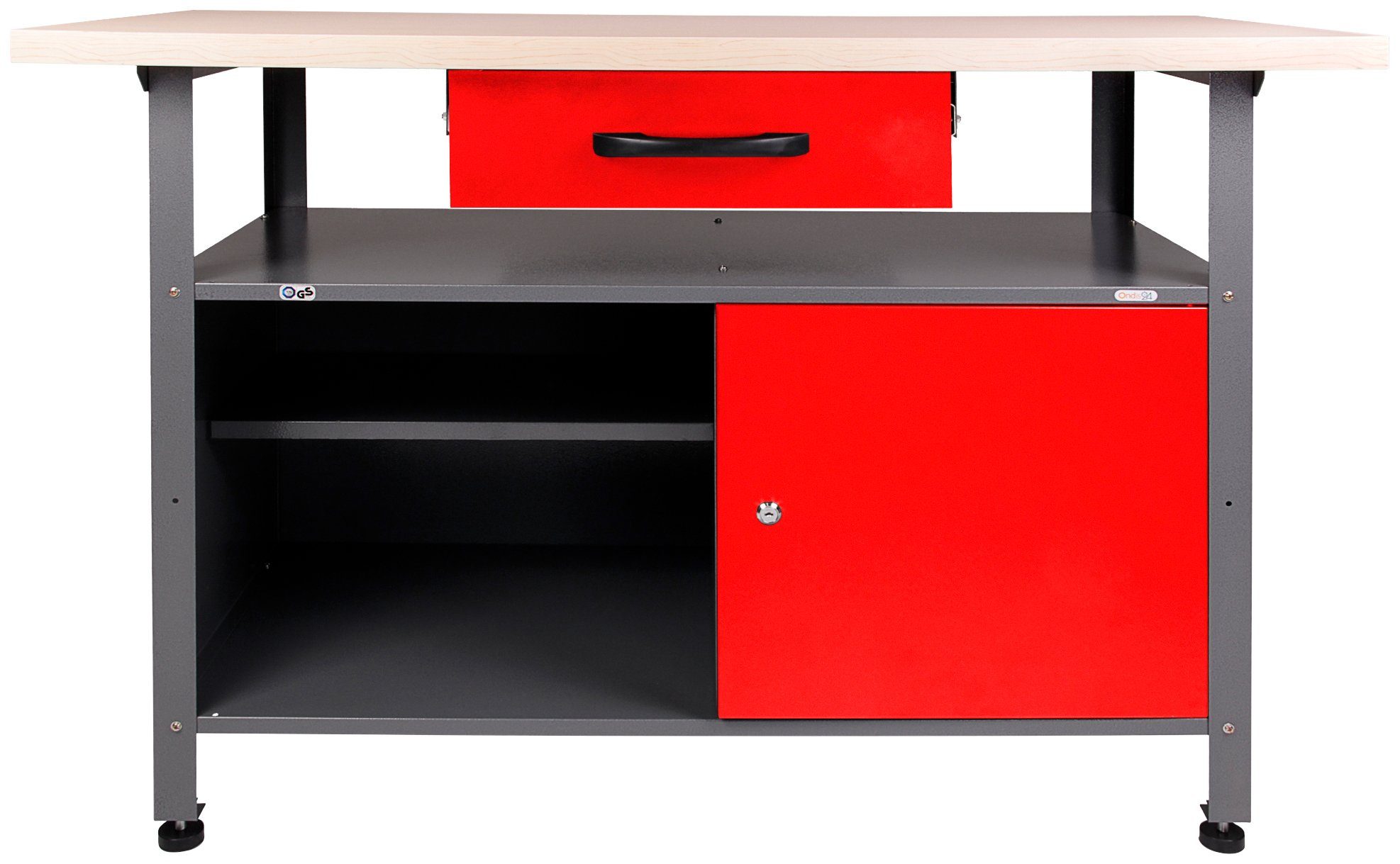 Ondis24 Werkbank Klaus 120 cm Rot 1 Schieber 1 Tür Werkstatteinrichtung günstig online kaufen