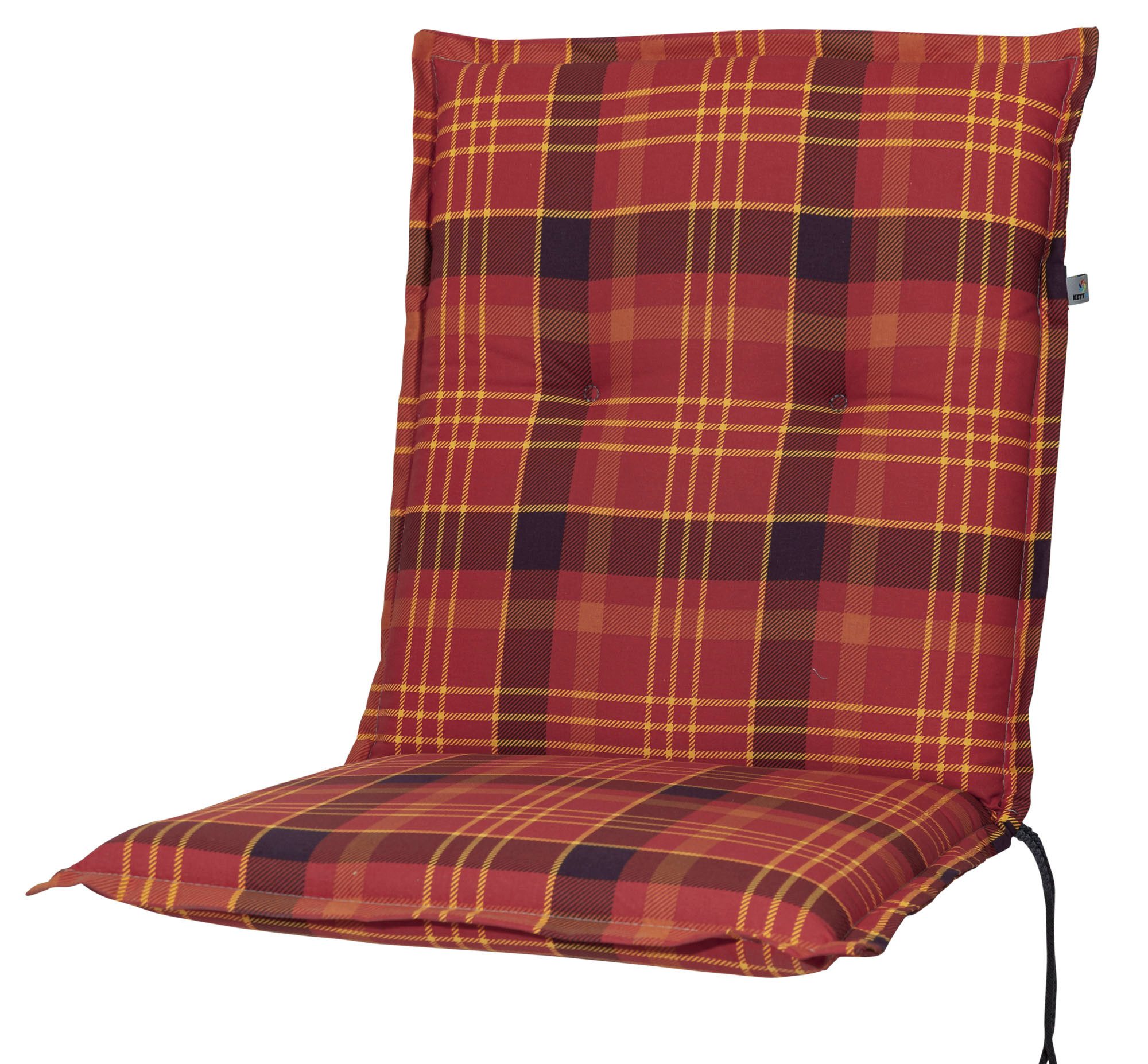 KETTtex Sesselauflage Niederlehner Milano 2393 rot-gelb kariert 102x49x6 cm KETTtex