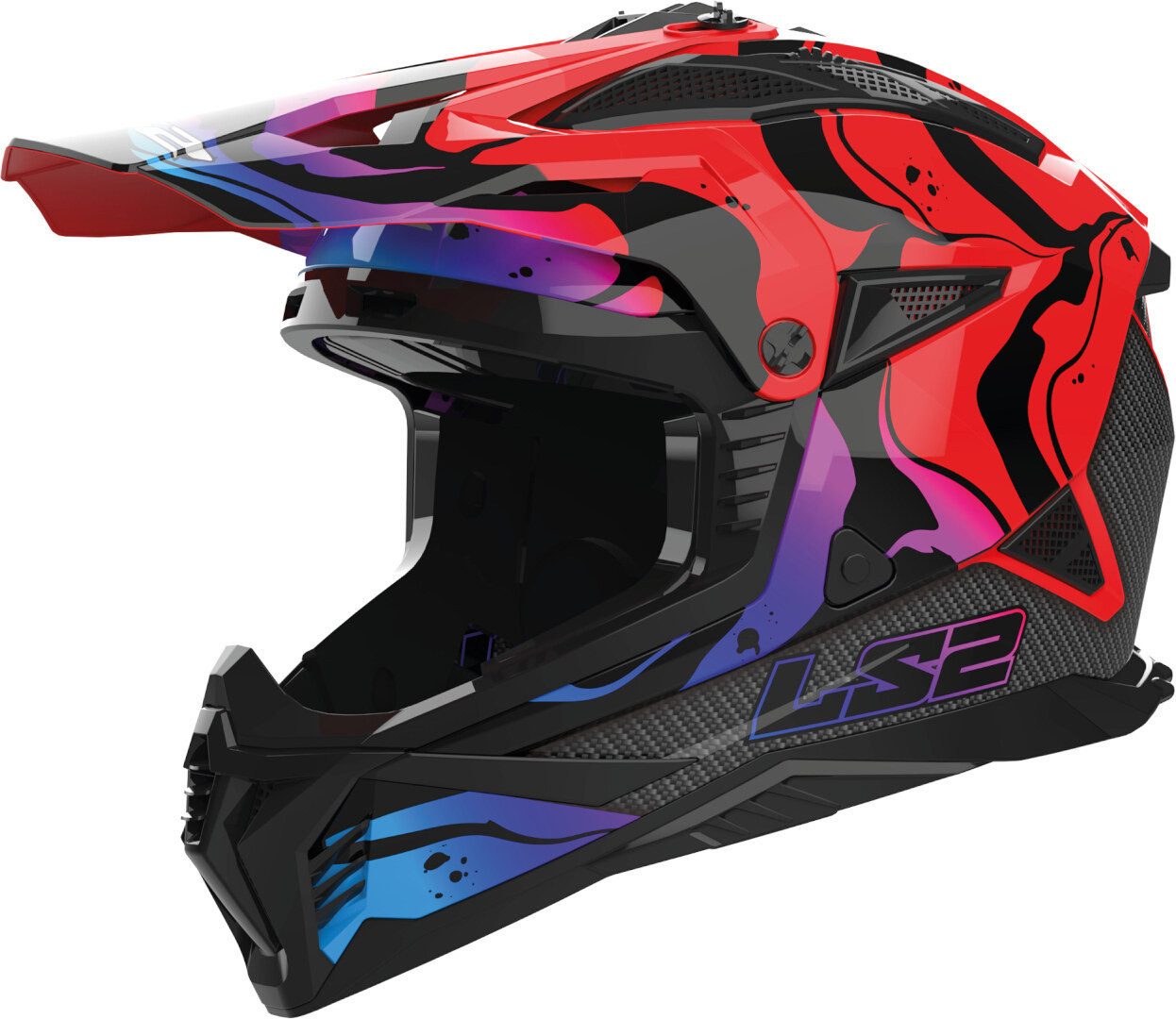 LS2 Motocrosshelm MX708 Fast II Wash Motocross Helm, Notfallsystem-Polsterung (EQRS)