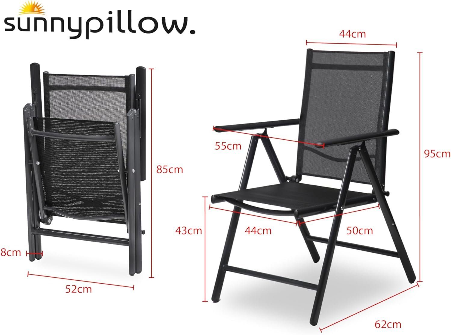 sunnypillow Gartenstuhl Set Gartenstuhl und Gartenstuhlauflage Niedriglehner Indoor / Outdoor, 100 x 50 x 9 cm Auflage wasserdicht UV-lichtecht