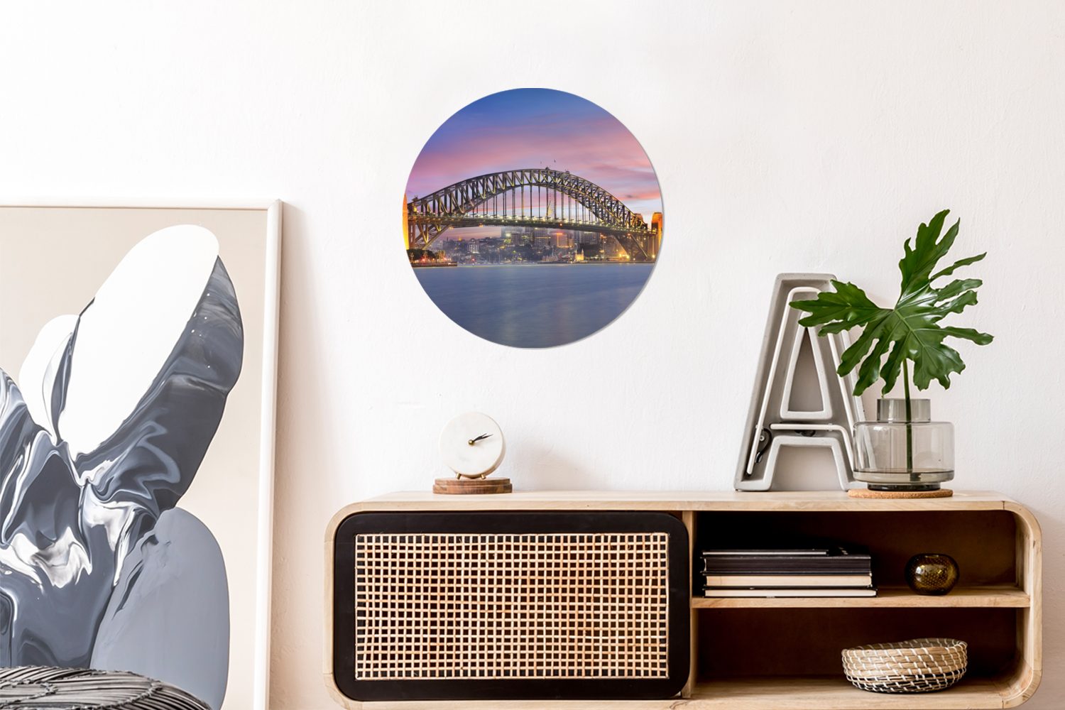Wandbild, Kreis cm Sydney Sydney Skyline die in und Bridge (1 Australien, 30x30 von Gemälde Rundes Forex, St), Harbour Wohnzimmer, Wanddekoration MuchoWow
