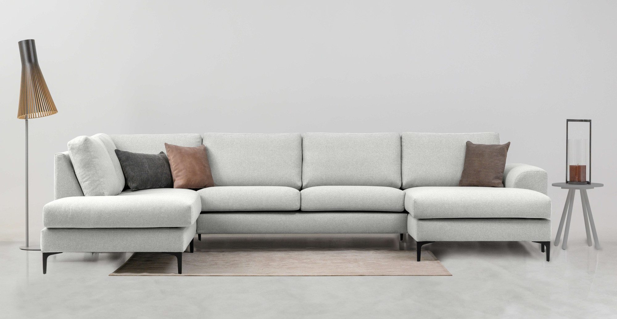 OTTO home Wohnlandschaft Henry, U-Form, Breite 363 cm, mit Metallbeinen, Wellenunterfederung, wasserabweisender Stoff