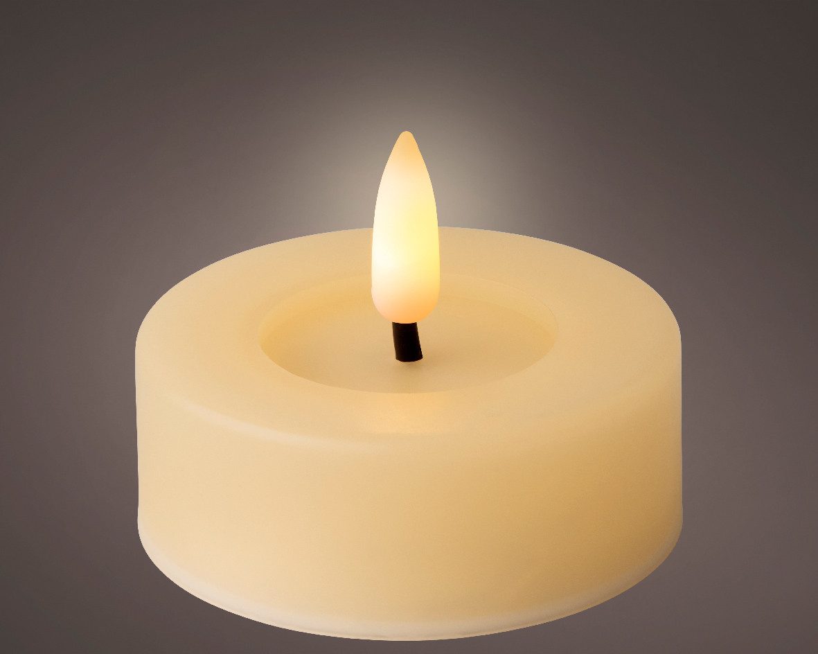 Lumineo LED-Kerze, LED Teelichter mit Timer Outdoor 6,5x5cm Creme / Warmwei günstig online kaufen