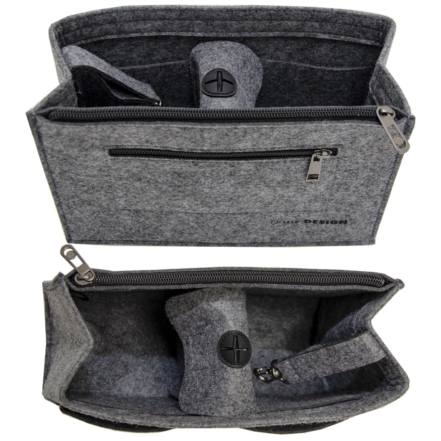 DuneDesign Taschenorganizer S - Filz Handtaschenorganizer mit Fächern für Handtasche und Rucksack, 23 x 10 x 16 cm Taschen Organizer - Innentasche für Damen Handtaschen