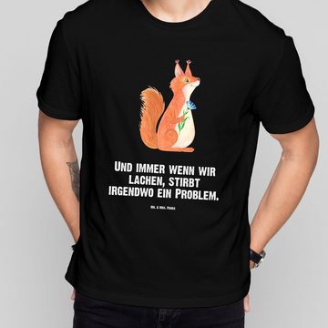 Mr. & Mrs. Panda T-Shirt Eichhörnchen Blume - Schwarz - Geschenk, Damen, Sprüche, Herrn, Tiere (1-tlg)