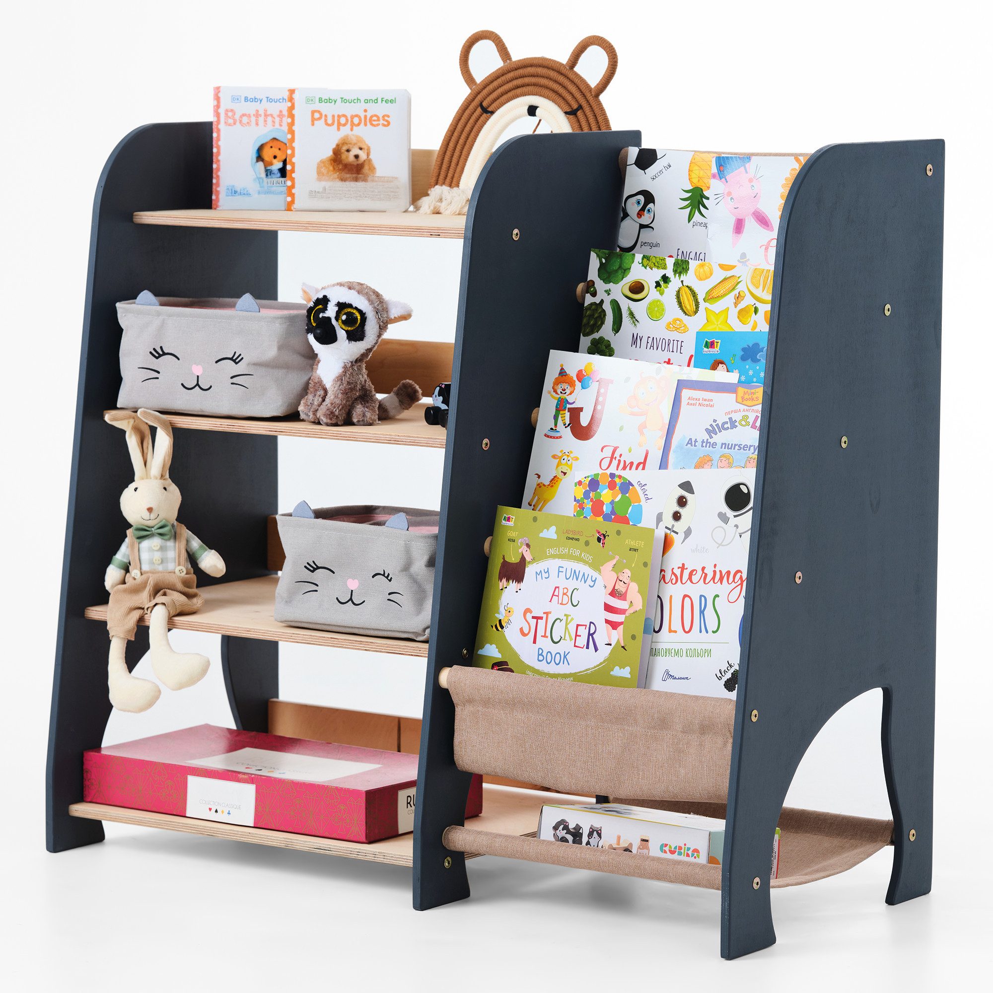 Goodevas Kinderregal Holz-Bücherregale Funktionaler Spielzeugorganisator fü günstig online kaufen