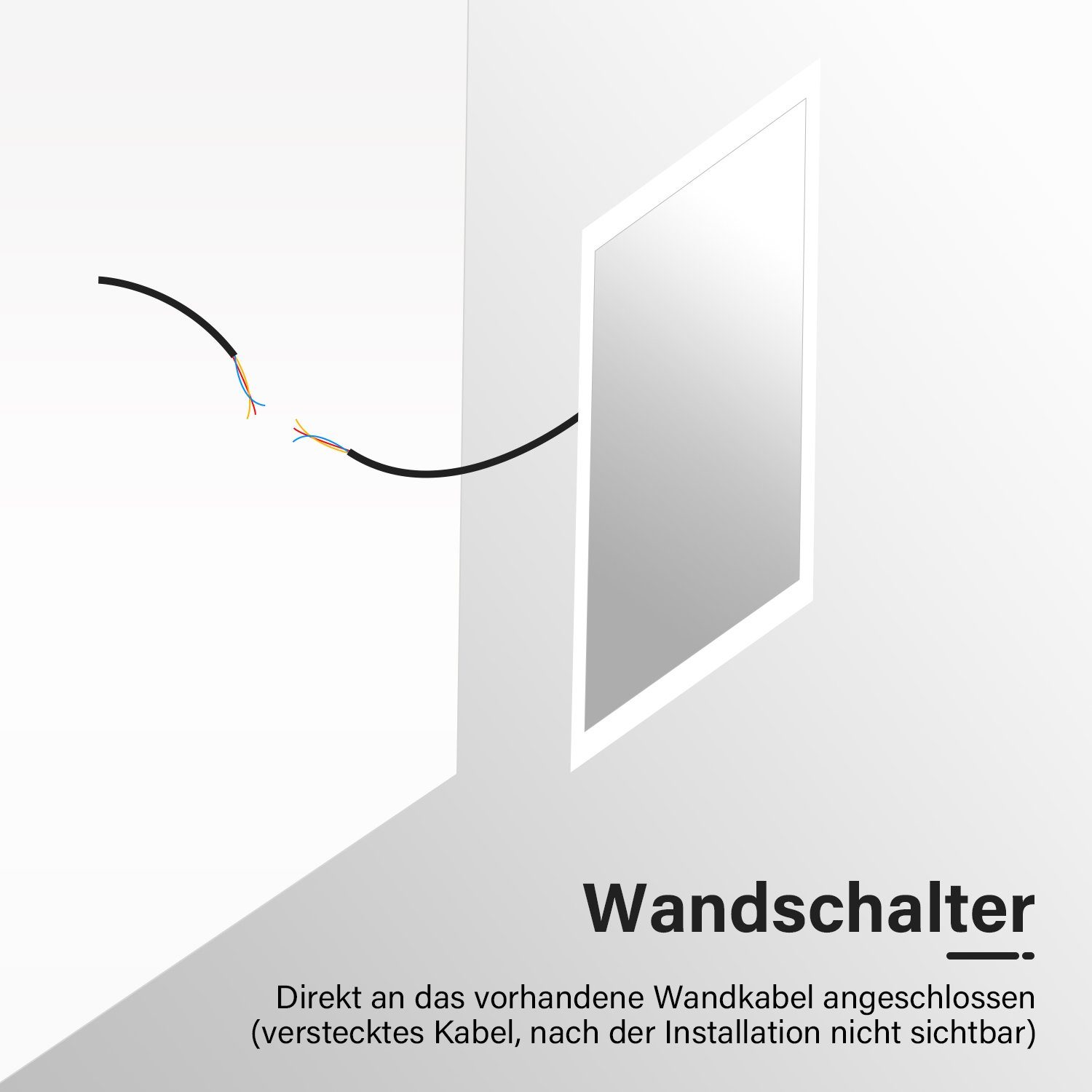 60×50 Badspiegel, Badspiegel, Lichtspiegel Wandspiegel, mit IP44 Badspiegel Wandschalter, cm, SONNI Badezimmerspiegel, Beleuchtung, LED