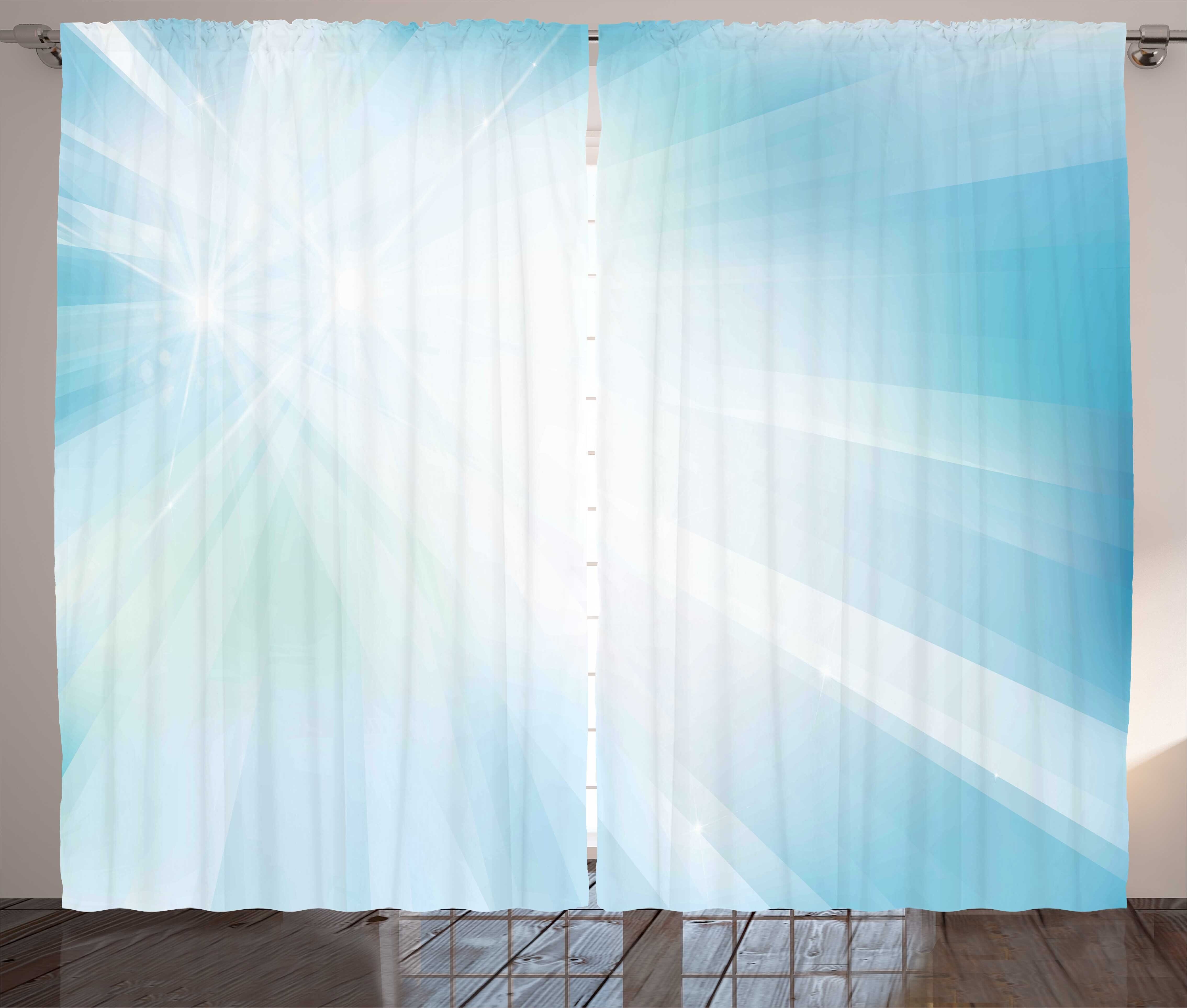 Gardine Schlafzimmer Kräuselband Vorhang mit Schlaufen und Haken, Abakuhaus, Blau Abstrakt Ray Fantasie weiche Kunst