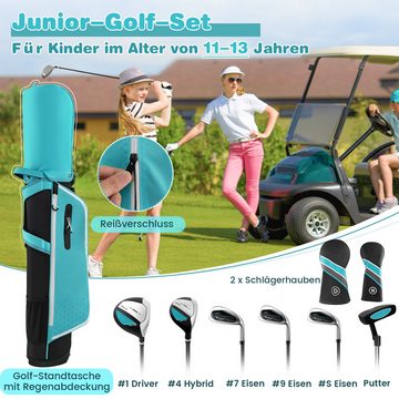 COSTWAY Golfschläger + Golfbag, 6-tlg., Rechtshand, für 11-13 Jahren Kinder