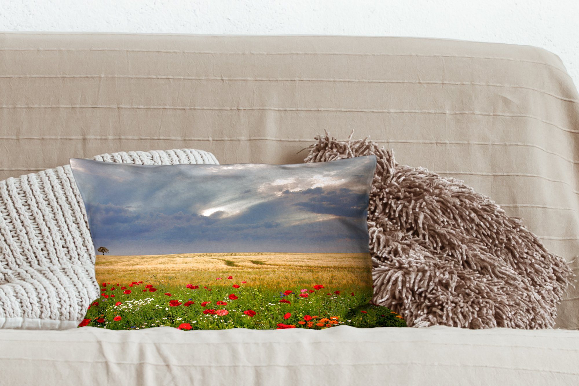 Wolken, Dekoration, Weizen Dekokissen - MuchoWow Füllung, mit Schlafzimmer Dekokissen Wohzimmer Zierkissen, Blumen -