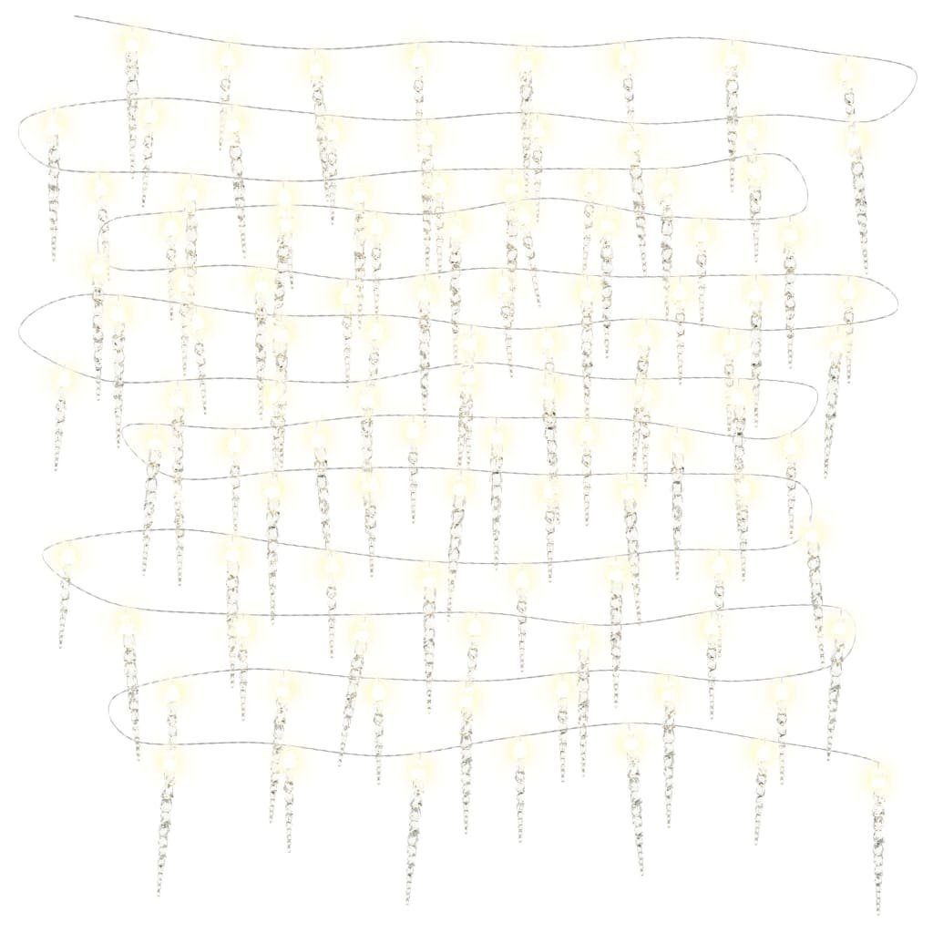 vidaXL Weihnachtsfigur Weihnachts-Eiszapfen-Licht 100 LEDs Warmweiß 10 m Acryl PVC (100 St)