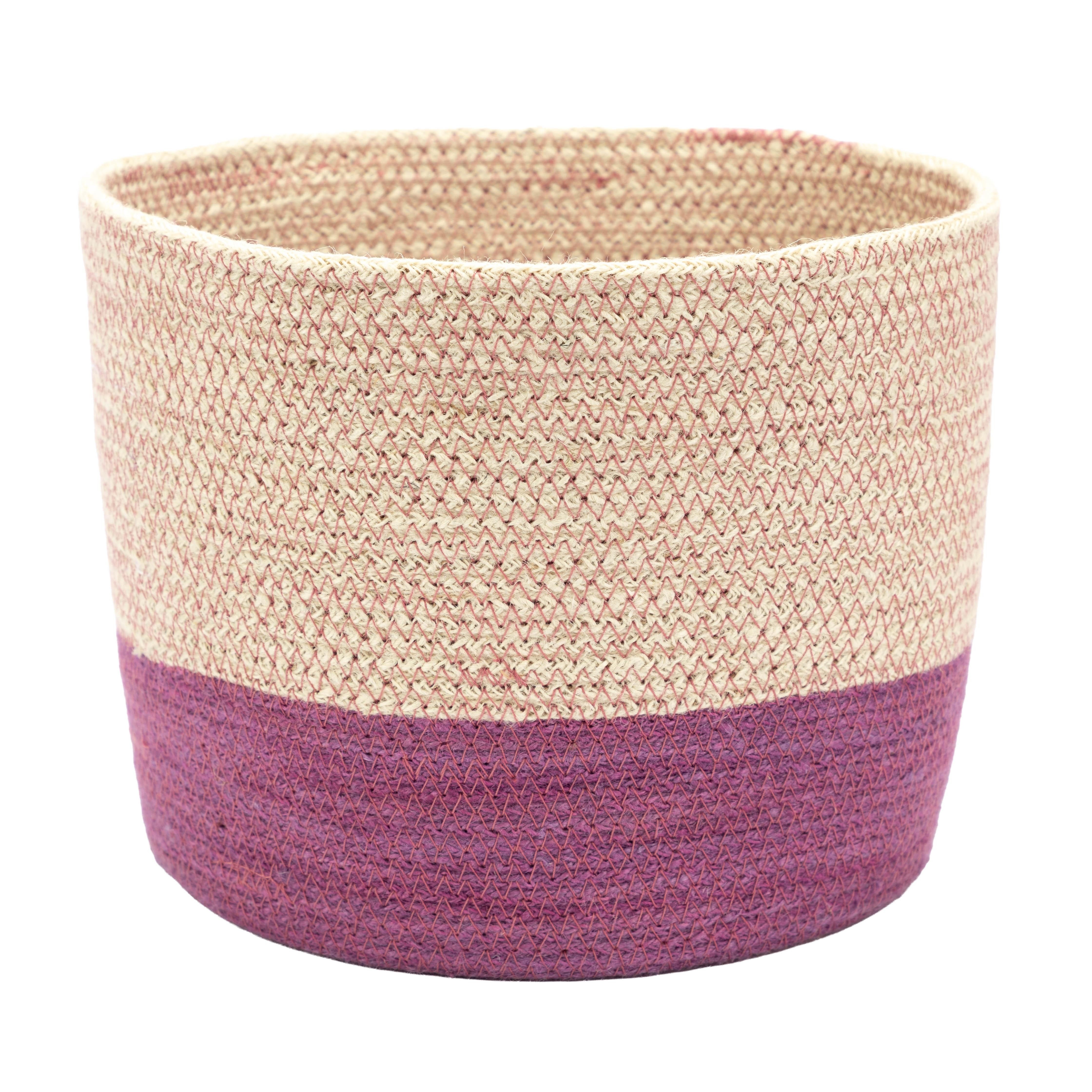 El Puente Aufbewahrungskorb "Stitches" Kleiner Korb aus Jute in Lila, Handmade, Handmade