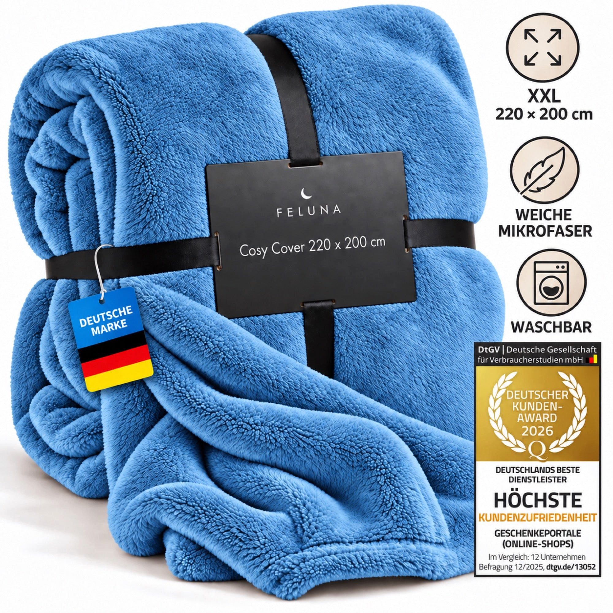 Wohndecke FELUNA Coral Fleece Kuscheldecke XXL – Superweicher Cashmere-Touch, Feluna, Tagesdecke Kaschmir-Touch 220 x 200 cm