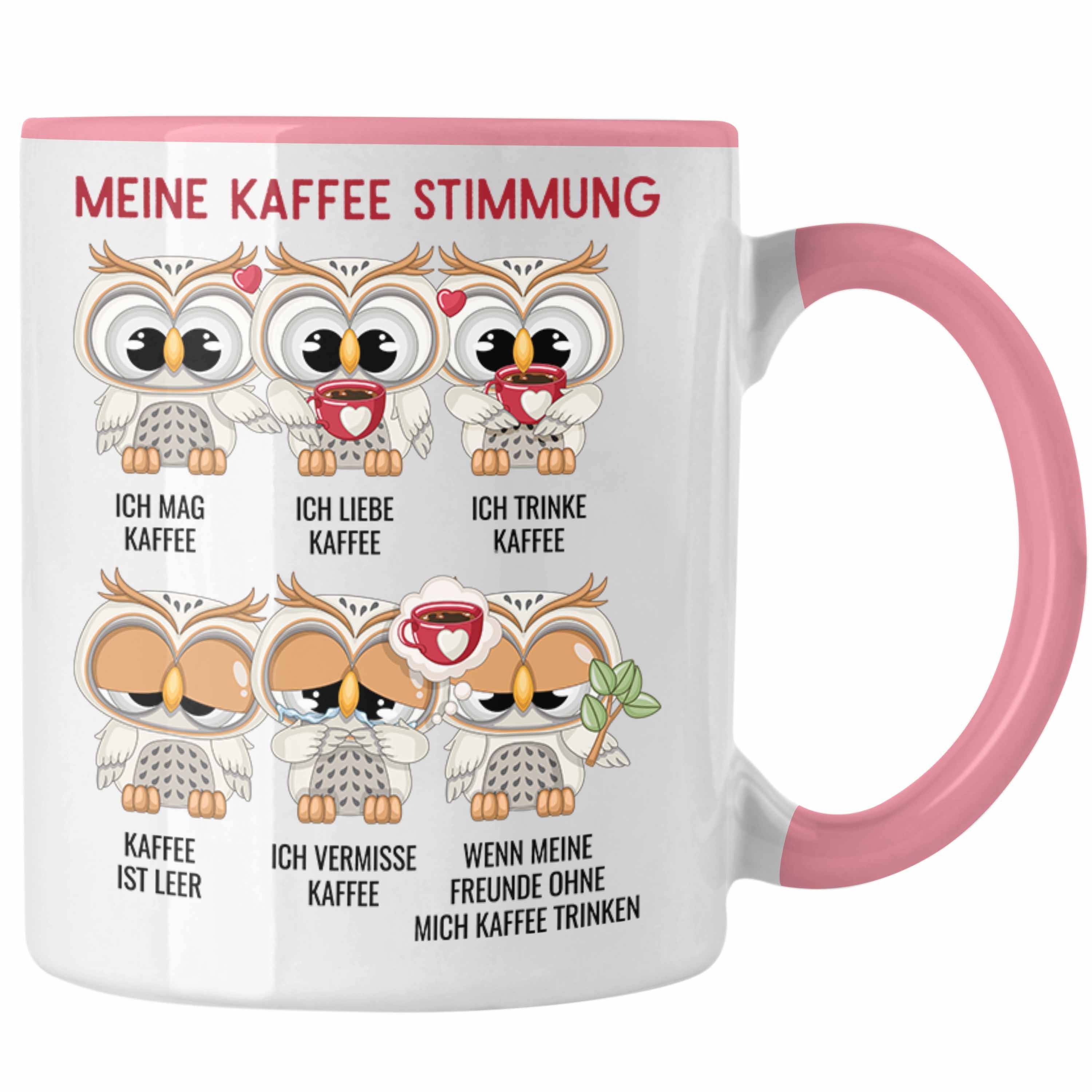 Trendation Tasse Meine Kaffee Stimmung Lustiger Kaffe Spruch Eulen Tasse Kaffeetasse Eu