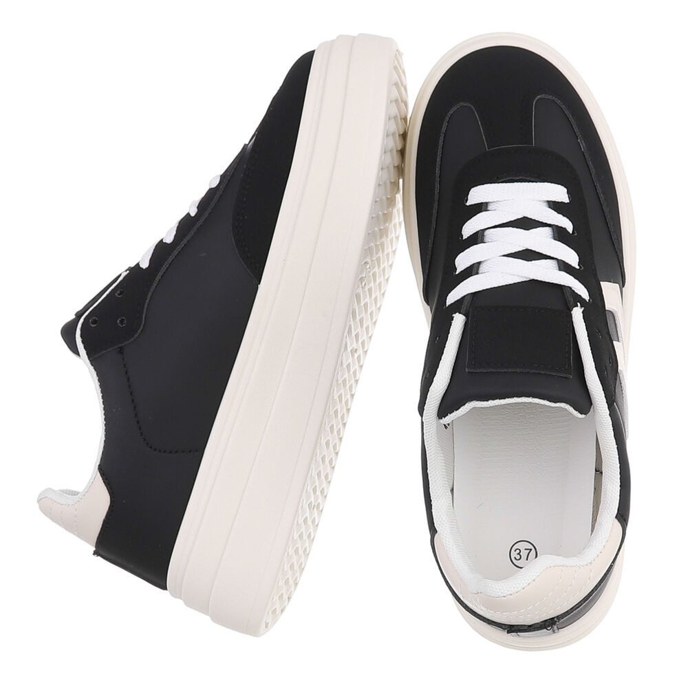 Ital-Design Bequeme Sneaker mit gepolsterter Innensohle für Alltag Sneaker (91261106) Flach Sneakers Low in Schwarz