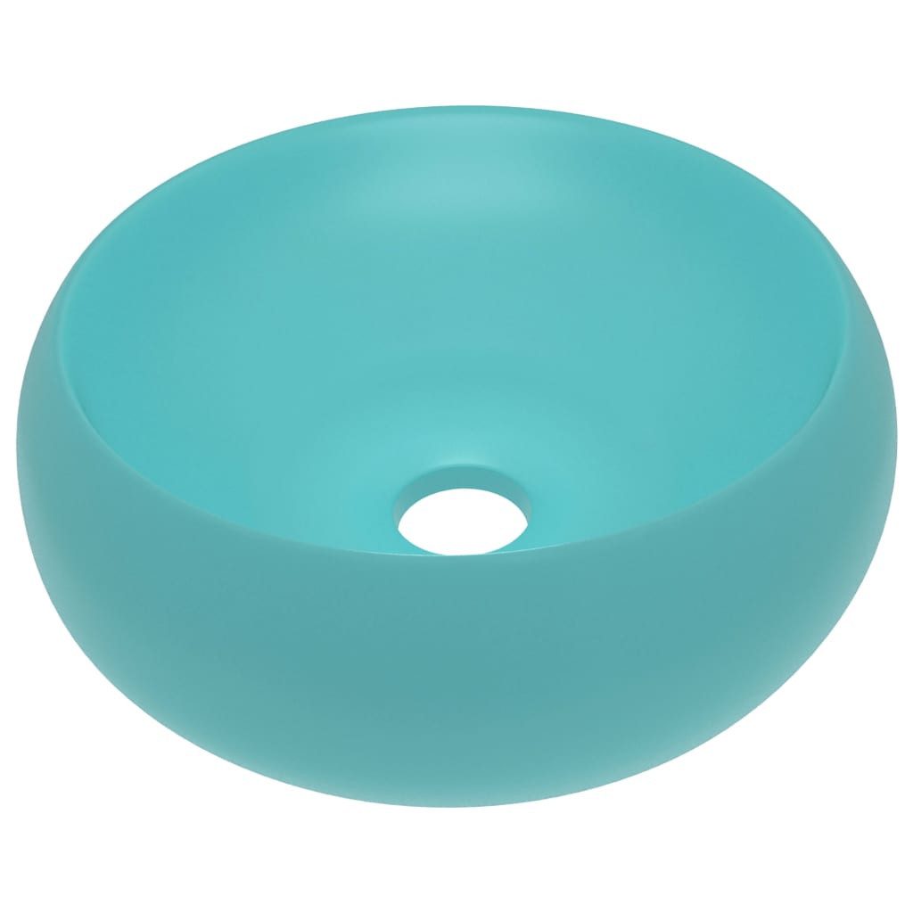 vidaXL Waschbecken, Luxuriöses Waschbecken Rund Matt Hellgrün 40x15 cm Keramik