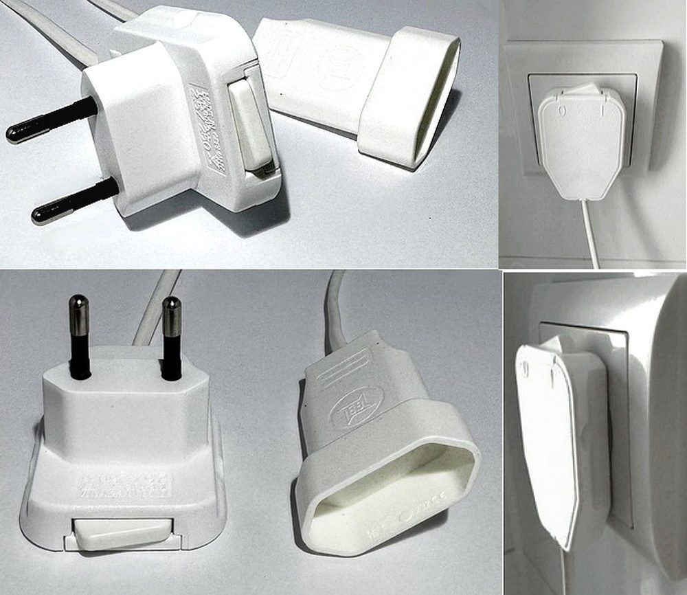 DIW-Funk Euro-Verlängerung 0,8m weiß, flach Winkelstecker 2x041310 Doppel Verlängerungskabel, extra flacher Winkelstecker