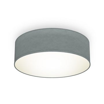 B.K.Licht Deckenleuchte Stoff-Deckenlampe 30cm 1-fammig E27 Wohnzimmer LED / Halogen - BKL1215, ohne Leuchtmittel, Abhängig vom Leuchtmittel - Warmweiß / Neutralweiß / Kaltweiß, graue Stoffdeckenleuchte mit Textilschirm Schafzimmer Küche WC Bad