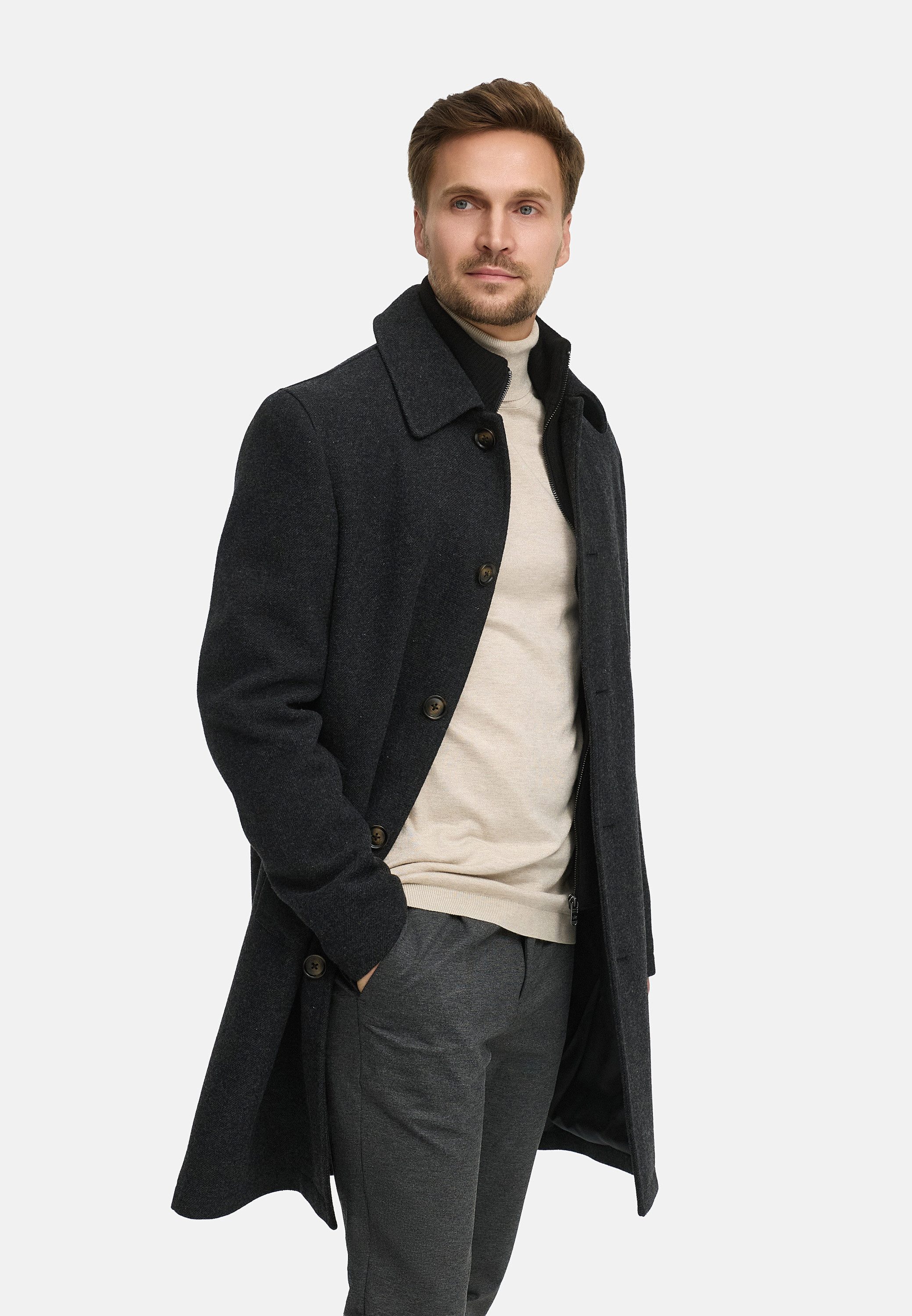 Jeff Wollmantel JFTyler Eleganter Herrenmantel mit günstig online kaufen