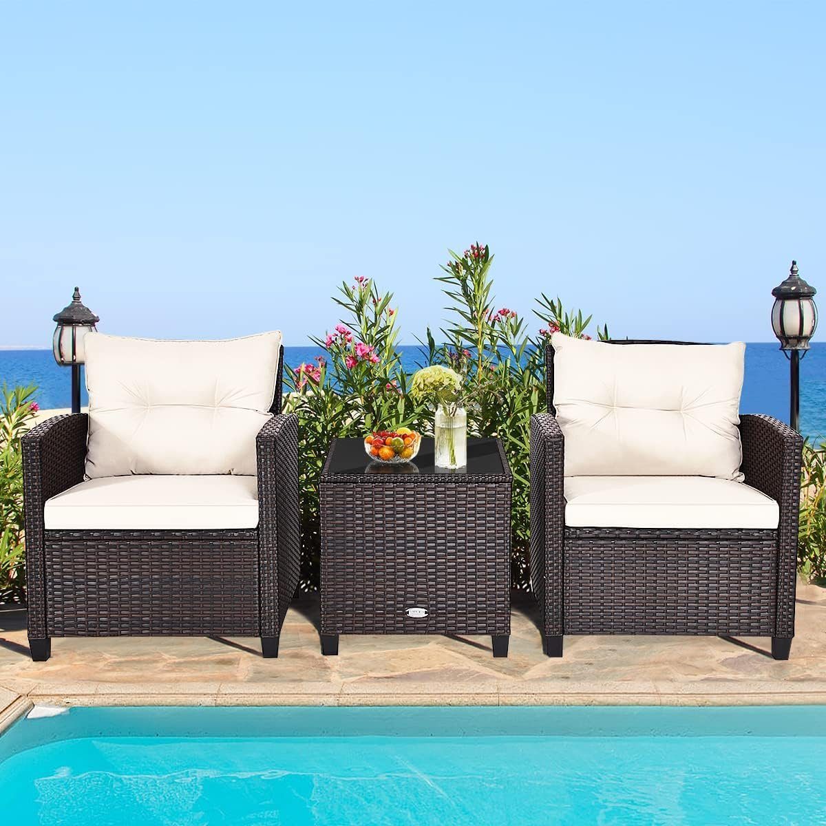 KOMFOTTEU Sitzgruppe Rattan Gartenmöbel, (Set, 3-tlg), günstig online kaufen