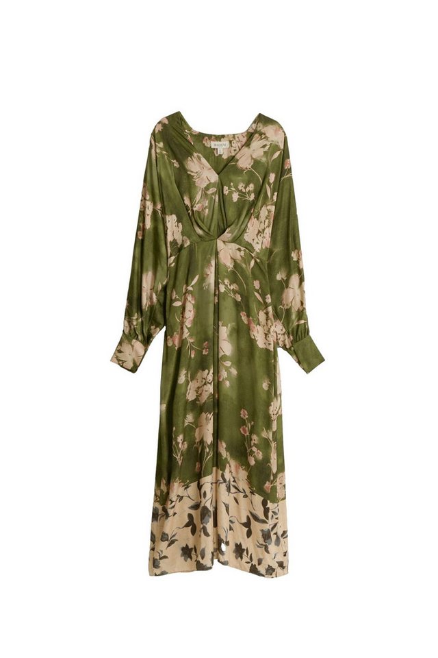 Bhoem Midikleid Kimono-Midikleid aus Satin mit Blumen-Print (1-tlg)