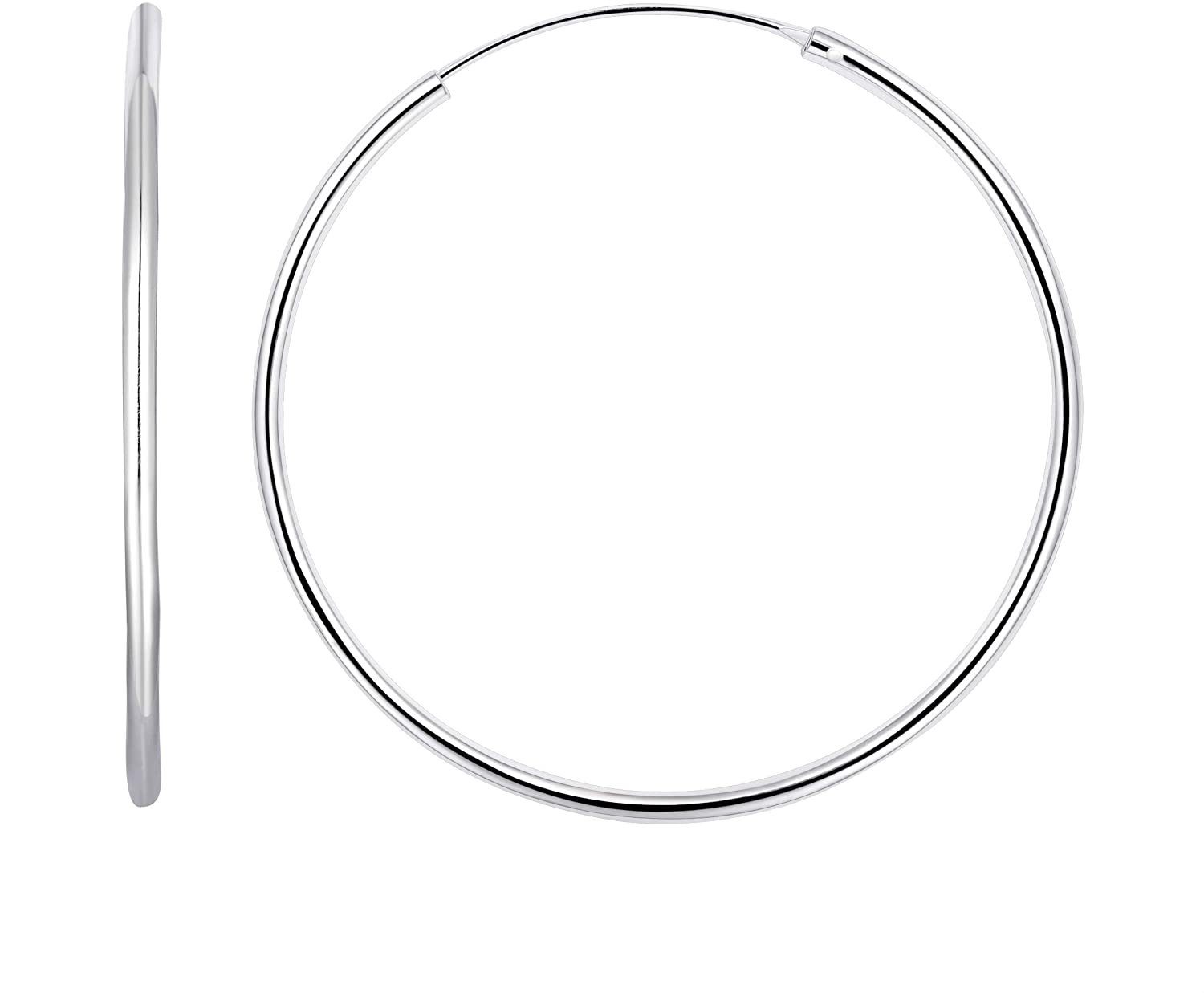 Paar Creolen Karisma 1 Paar Klassisch Damen Creolen 925 Sterling Silber Stärke 2mm CR-PA108 Größe 50mm Farbwahl - Silber