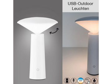 FHL easy! LED Außen-Tischleuchte, Dimmfunktion, LED fest integriert, Warmweiß, Neutralweiß, Tageslichtweiß, 2er SET Outdoor ohne Strom-kabel für Camping & Balkon, H: 21cm, Weiß