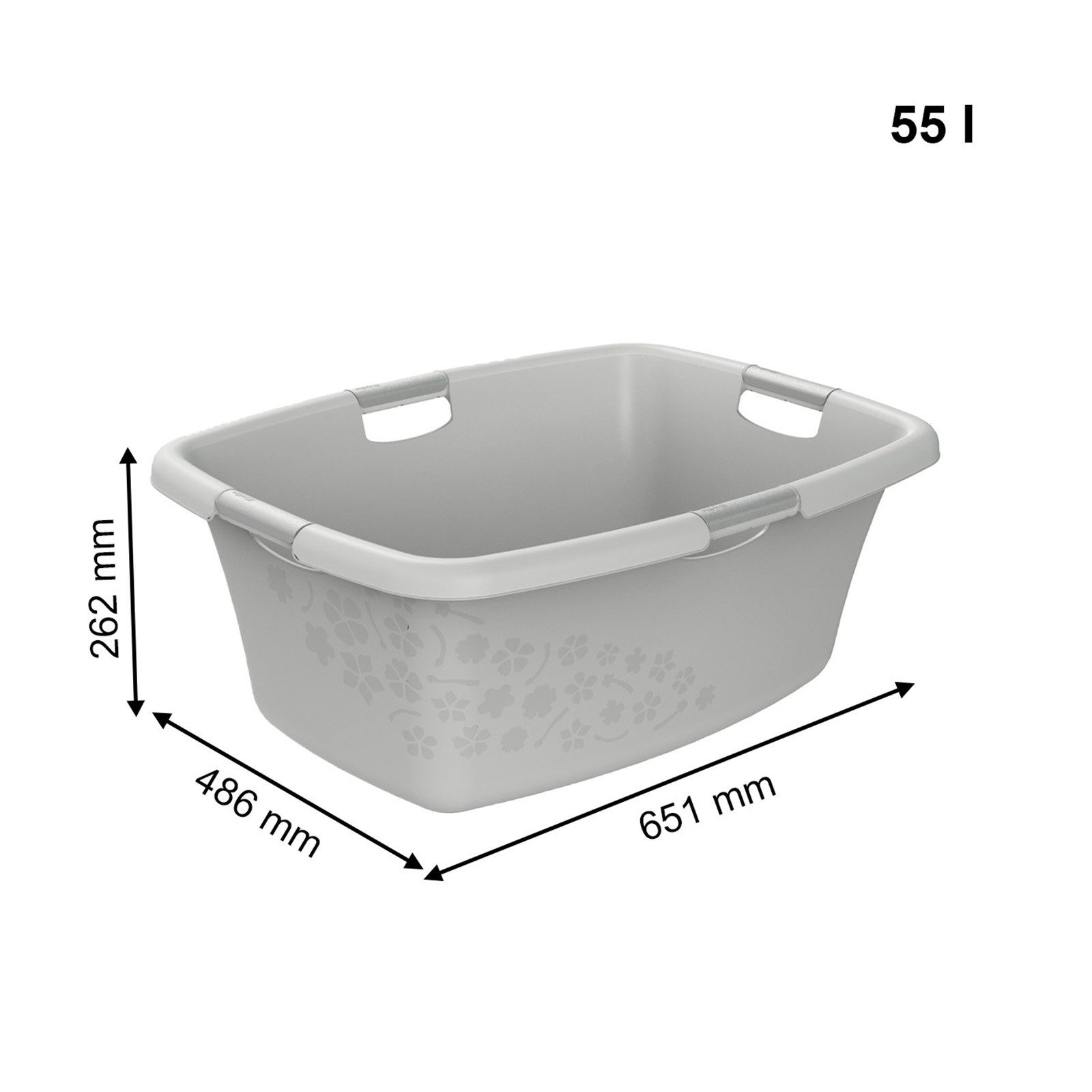 ROTHO Wäschekorb Flowers Wäschewanne 50l mit 4 Griffen, Kunststoff (PP), Belüftungslöcher in Blumenform ermöglichen Luftzirkulation