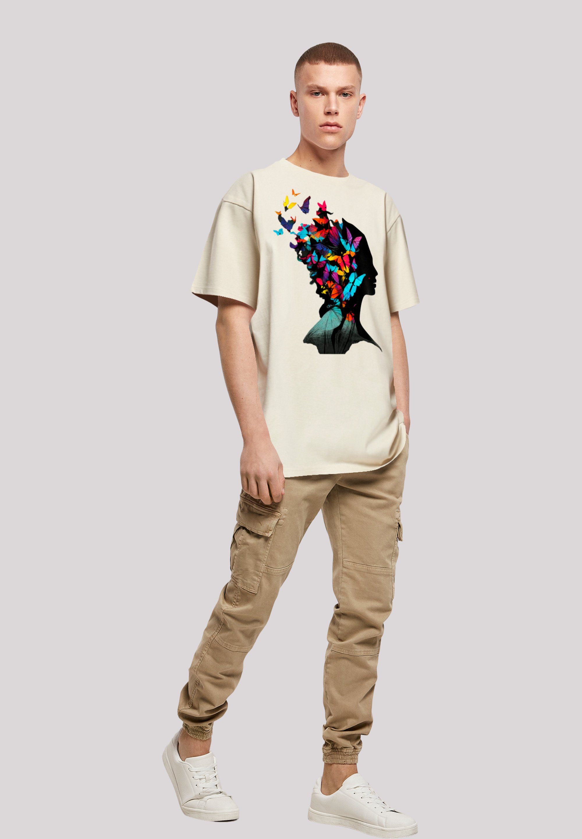 Schmetterling Print F4NT4STIC TEE Silhouette OVERSIZE sand T-Shirt