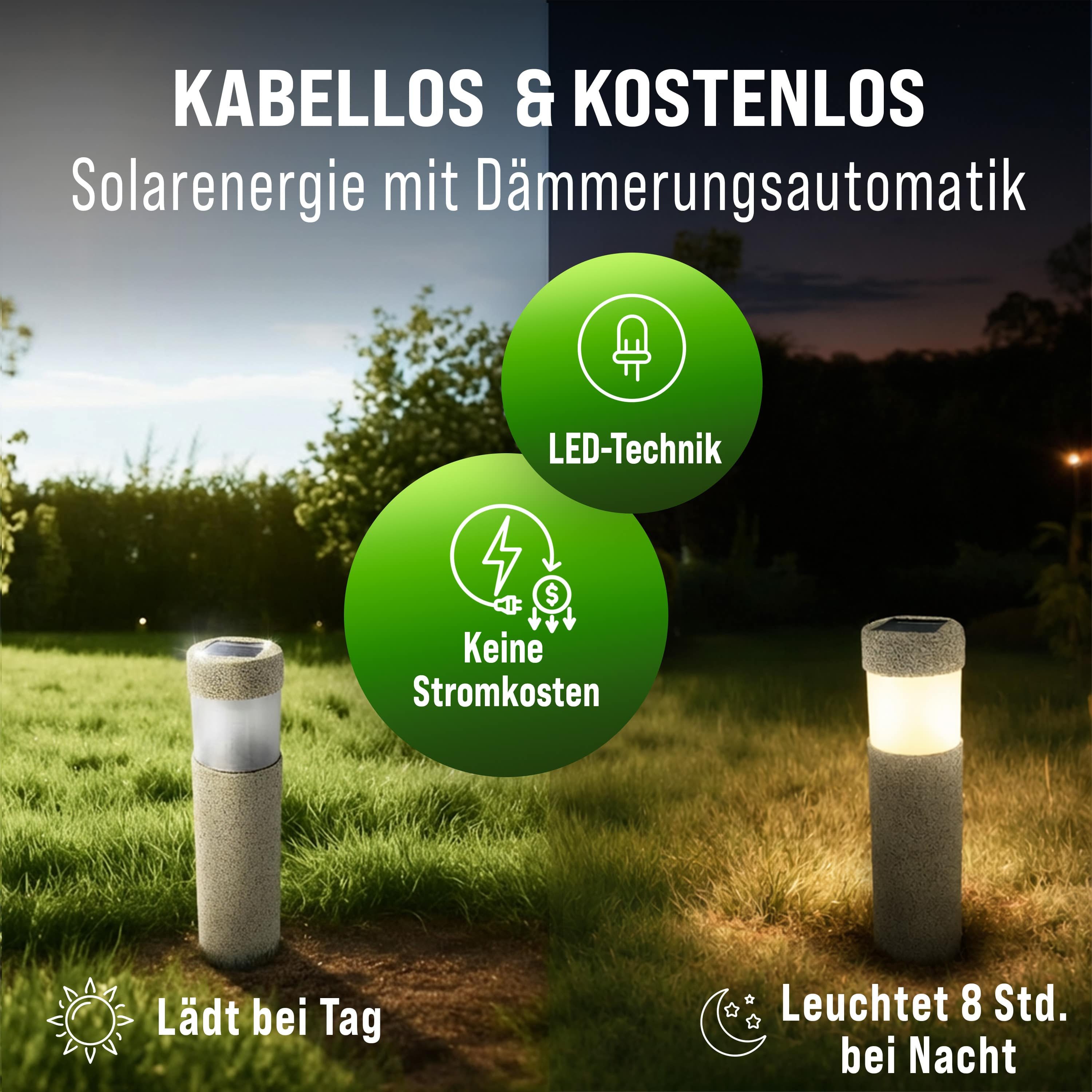 monzana LED Solarleuchte, Solarleuchte, 4er Set Solarlampen für Außen mit Erdspiess Wetterfest Garten Balkon