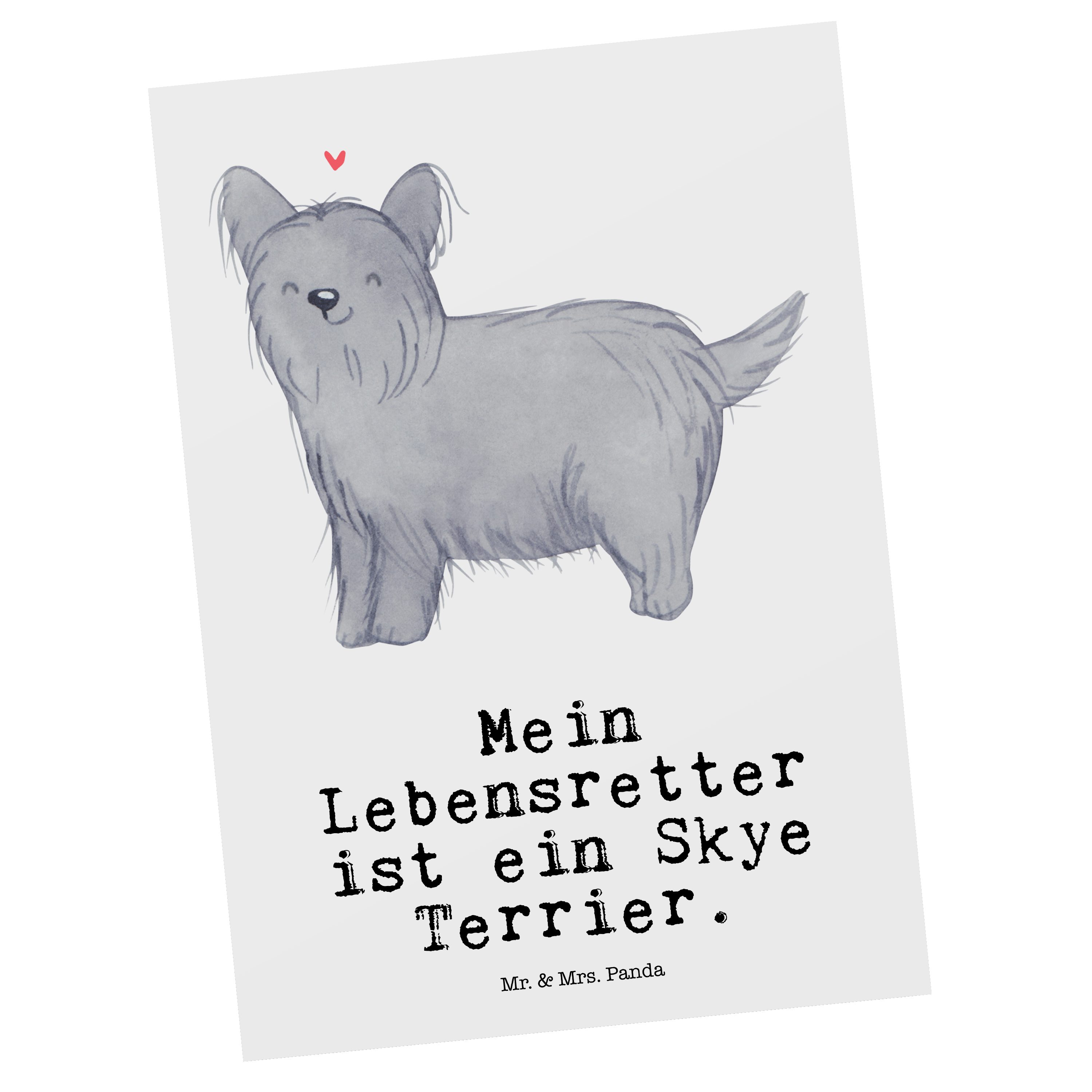 Mr. & Mrs. Panda Postkarte Skye Terrier Lebensretter - Weiß - Geschenk, Einladungskarte, Welpe