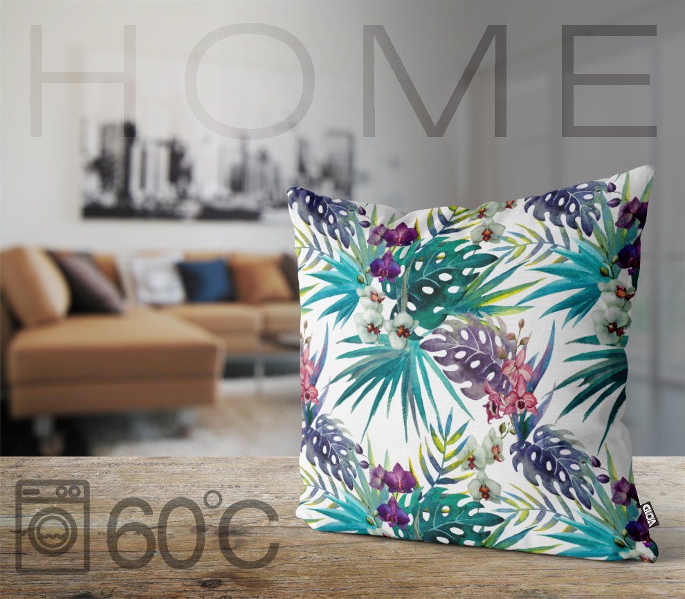 Urwald Blüten Frühling Kissenbezug, modisch Sommer exotisch bunt Blume P Natur Orchidee VOID Blätter Karibik Stück), tropisch (1 botanisch Sofa-Kissen modern Safari floral