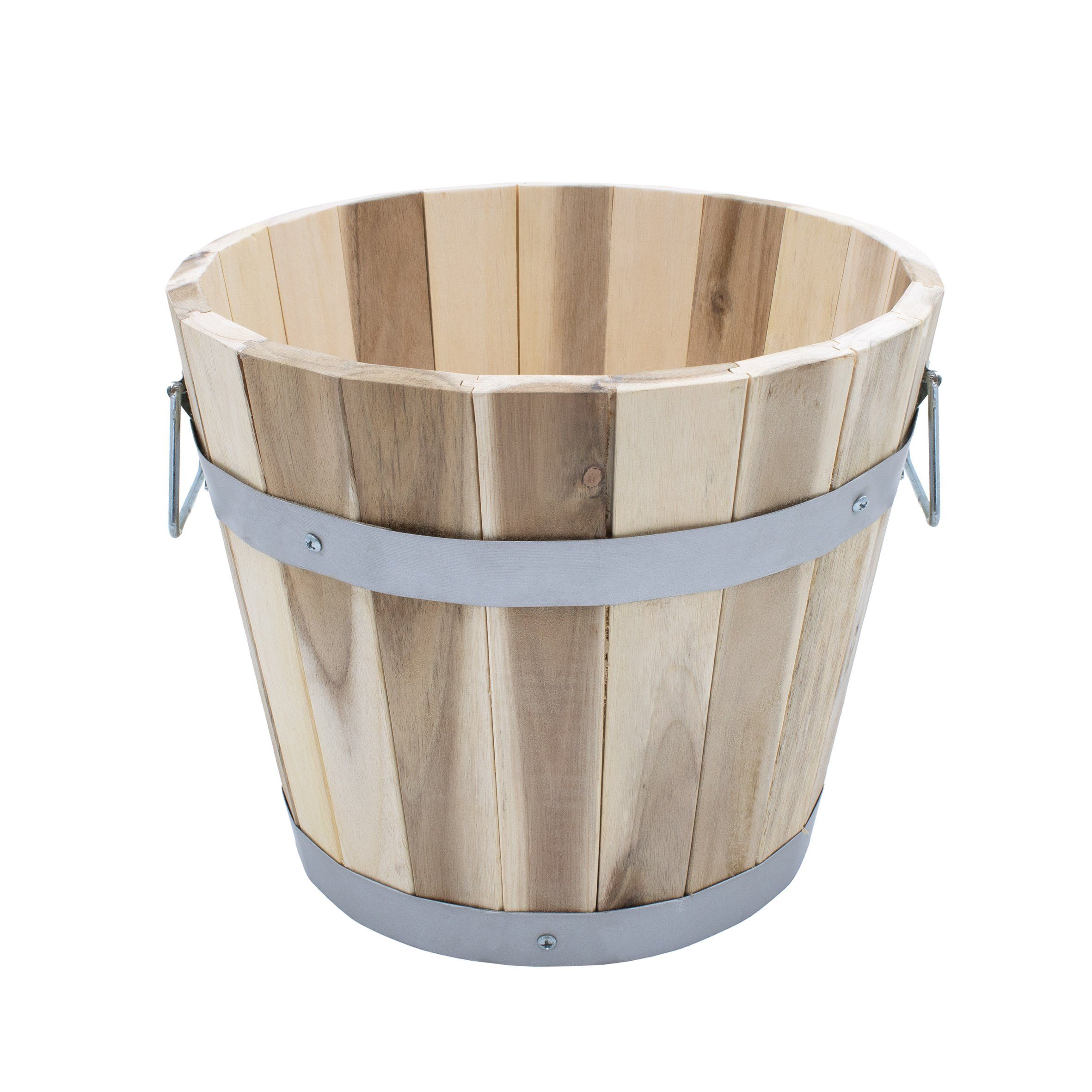 Spetebo Pflanzkübel Holz Pflanzeimer mit Griffen - 28 x 23 cm (Packung, 1 St., 1 tlg), Garten Deko Blumentopf